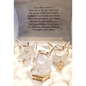 Vintage Glass  Angels Worry Box Brings Peace And Joy By Fashion Forty Inc  READ